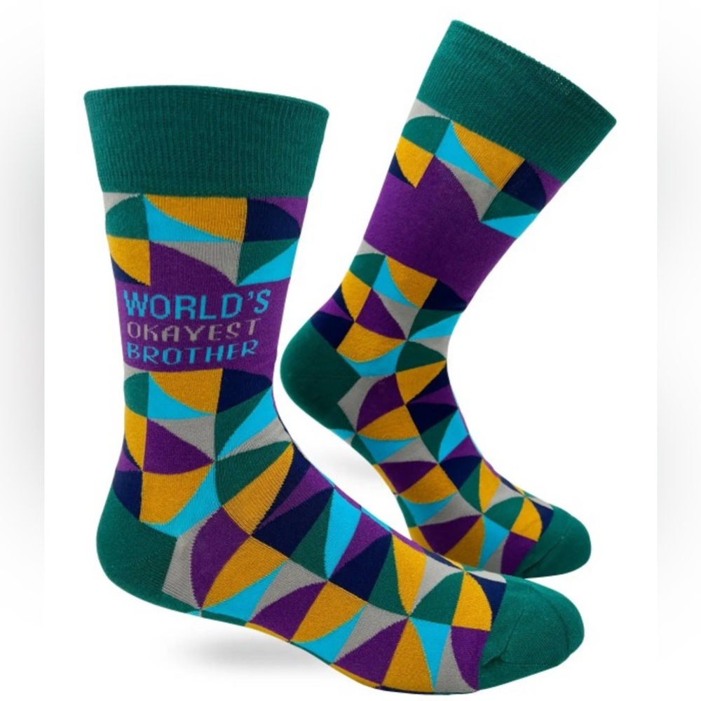 •World’s Okayest Brother• Funny Colorful Mens Novelty Socks